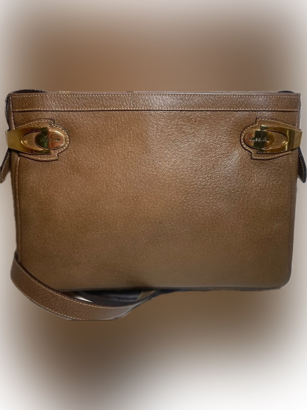 GUCCI Vintage Knight Brown Leather Crossbody or Shoulder Bag. Very good vintage